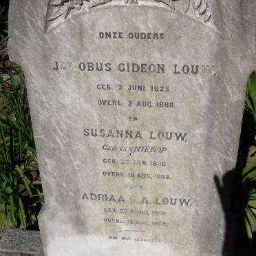 LOUW Jacobus Gideon 1825-1880 &amp; Susanna VAN NIEROP 1840-1902 :: LOUW Adriaan A. 1850-1898