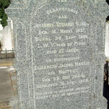 MARAIS Johannes Stefanus 1837-1900 &amp; Elizabeth Jacoba MOSTERT 1844-1906