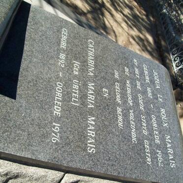 MARAIS Jozua le Roux 1882-1962 &amp; Catharina Maria ÜRTEL 1892-1976