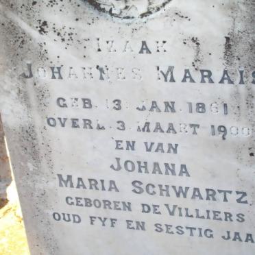 MARAIS Izaak Johannes 1861-1900 :: SCHWARTZ Johanna Maria DE VILLIERS