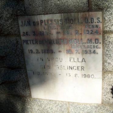 MOLL Pieter de Villiers 1889-1934 &amp; Ella IRSLINGER 1890-1980 :: MOLL Jan du Plessis 1895-1924
