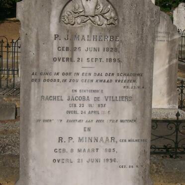 MALHERBE P.J. 1828-1895 & Rachel Jacoba DE VILLIERS 1835-1905 :: MINNAAR R.P. nee MALHERBE 1865-1896