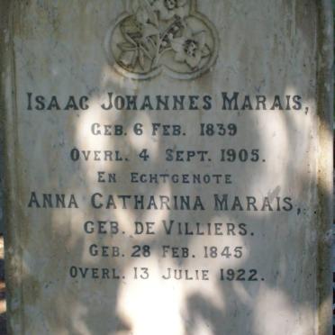MARAIS Isaac Johannes 1839-1905 &amp; Anna Catharina DE VILLIERS 1845-1922