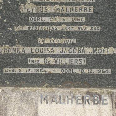 MALHERBE Petrus -1950 &amp; Johanna Louisa Jacoba DE VILLIERS 1884-1954