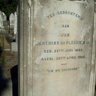 PLESSIS Jeremias, du 1849-1900