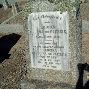 PLESSIS Louisa Helena, du -1926 :: DU PLESSIS Francina Carolina nee BLAKE 1857-1927