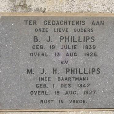 PHILLIPS B.J. 1839-1925 &amp; M.J.H. BAARTMAN 1842-1927