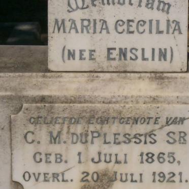 PLESSIS Cornelis Moll, du 1860-1925 &amp; Maria Cecilia ENSLIN 1865-1921