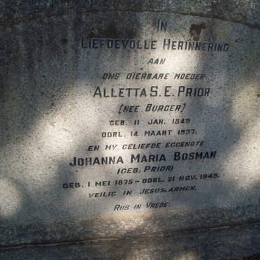 PRIOR :: BOSMAN :: BURGER :: JOUBERT