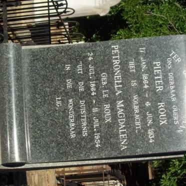 ROUX Pieter 1864-1934 &amp; Petronella Magdalena LE ROUX 1864-1954