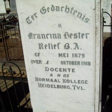 RETIEF Francina Bester 1879-1918