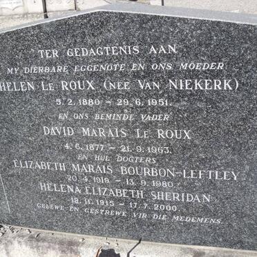 ROUX le :: VAN NIEKERK :: SHERIDAN :: BOURBON-LEFTLEY