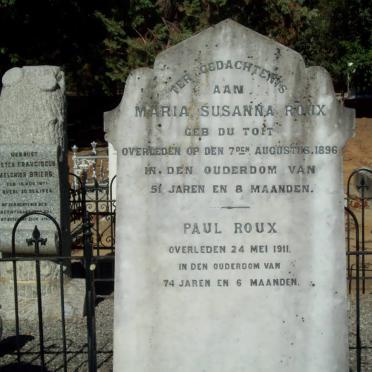 ROUX Paul -1911 &amp; Maria Susanna DU TOIT -1896