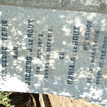 ROUX Jacobus J., le 1842-1915 &amp; Maria A. NAUDE 1856-1909