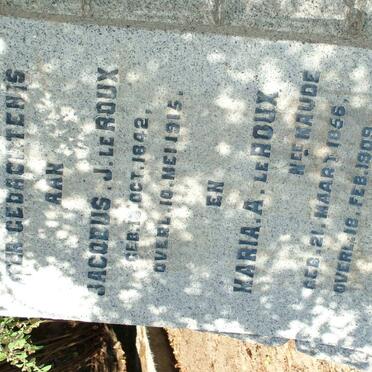 ROUX Jacobus J., le 1842-1915 &amp; Maria A. NAUDE 1856-1909