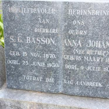BASSON S.G. 1870-1930 &amp; Anna Johanna RETIEF 1874-1945