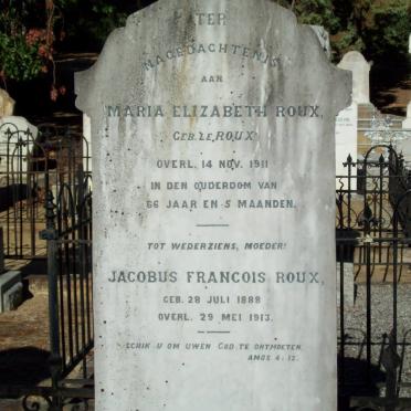 ROUX Jacobus Francois 1888-1913 &amp; Maria Elizabeth LE ROUX -1911