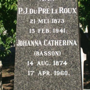 ROUX P.J. du Pré, le 1873-1941 &amp; Johanna Catherina BASSON 1874-1960