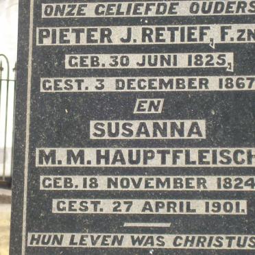 RETIEF Pieter J. 1825-1867 &amp; Susanna M.M. HAUPTFLEISCH 1824-1901 :: RETIEF Francois Hermanus P.J. 1851-1920