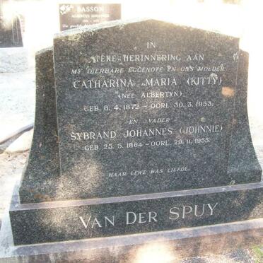 SPUY Sybrand Johannes, van der 1864-1955 &amp; Catharina Maria ALBERTYN 1872-1953