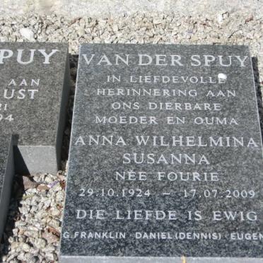 SPUY Anna Wilhelmina Susanna, van der nee FOURIE 1924-2009