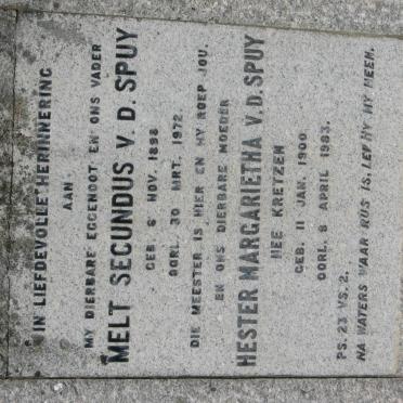 SPUY Melt Secundus, v.d. 1898-1972 &amp; Hester Margarietha KRETZEN 1900-1983