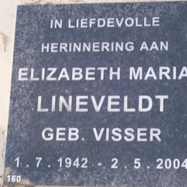 LINEVELDT Elizabeth Maria nee VISSER 1942-2004