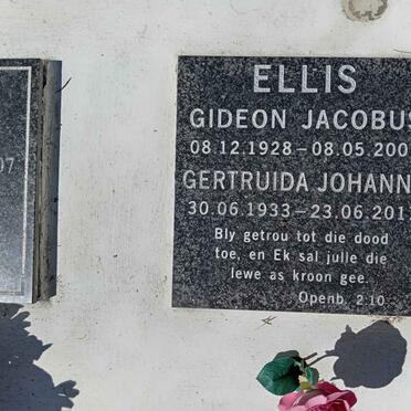 ELLIS Gideon Jacobus 1928-2007 &amp; Gertruida Johanna 1933-2017