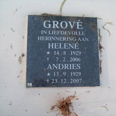 GROVE Andries 1929-2007 &amp; Helene 1929-2006