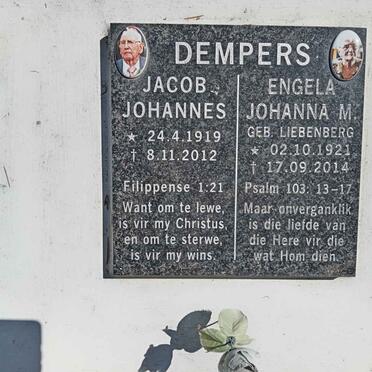 DEMPERS Jacob Johannes 1919-2012 &amp; Engela Johanna M. LIEBENBERG 1921-2014