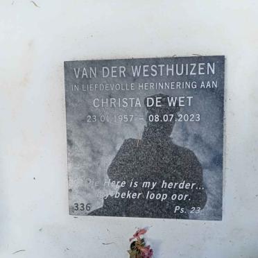 WESTHUIZEN Christa De Wet, van der 1957-2023