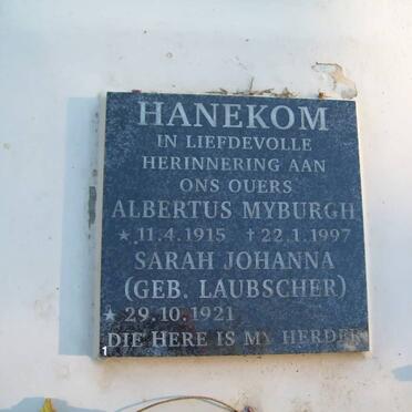 HANEKOM Albertus Myburgh 1915-1997 &amp; Sarah Johanna LAUBSCHER 1921-