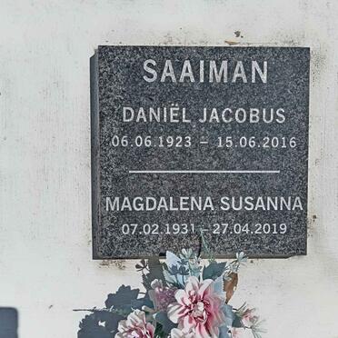 SAAIMAN Daniel Jacobus 1923-2016 &amp; Magdalena Susanna 1931-2019