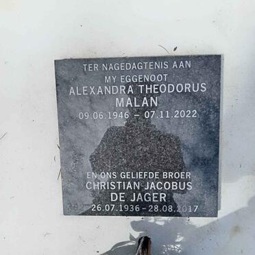 JAGER Christian Jacobus, de 1936-2017 :: MALAN Alexandra Theodorus 1946-2022