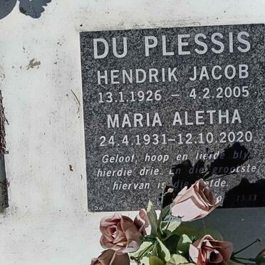 PLESSIS Hendrik Jacob, du 1926-2005 &amp; Maria Aletha 1931-2020
