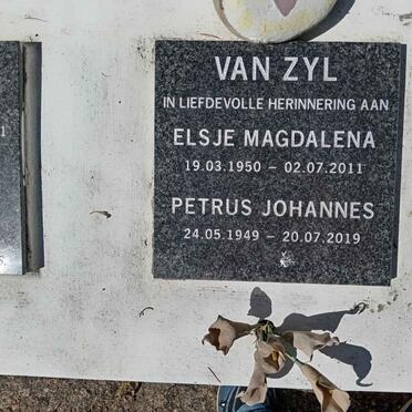 ZYL Petrus Johannes, van 1949-2019 &amp; Elsje Magdalena 1950-2011