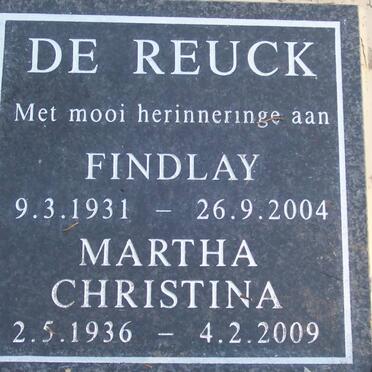 REUCK Findlay, de 1931-2004 &amp; Martha Christina 1936-2009