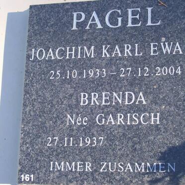 PAGEL Joachim Karl Ewald 1933-2004 &amp; Brenda GARISCH 1937-
