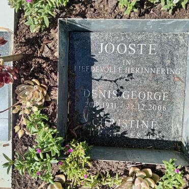 JOOSTE Denis George 1931-2006 &amp; Christine 1940-2021