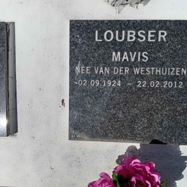 LOUBSER Mavis nee VAN DER WESTHUIZEN 1924-2012