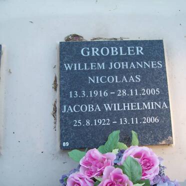 GROBLER Willem Johannes Nicolaas 1916-2005 &amp; Jacoba Wilhelmina 1922-2006