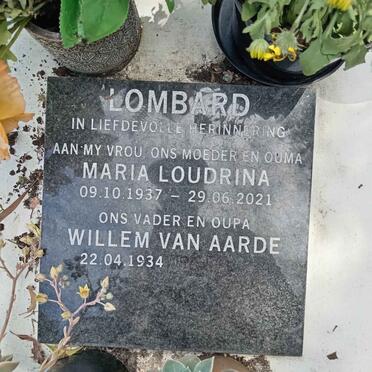 LOMBARD Willem Van Aarde 1934- &amp; Maria Loudrina 1937-2021