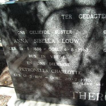 THERON Anna Sibella LOUW 1888-1963 :: THERON Petronella Charlotte 1891-1970
