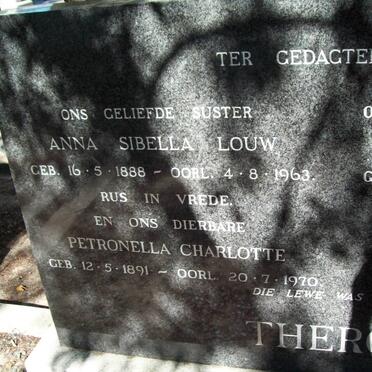 THERON Anna Sibella LOUW 1888-1963 :: THERON Petronella Charlotte 1891-1970