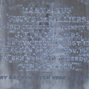 VILLIERS Marthinus Smuts, de -1900