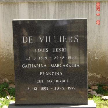 VILLIERS Louis Henri, de 1879-1945 &amp; Catharina Margaretha Francina MALHERBE 1892-1979