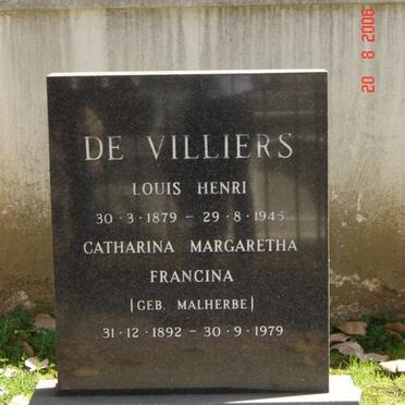 VILLIERS Louis Henri, de 1879-1945 &amp; Catharina Margaretha Francina MALHERBE 1892-1979