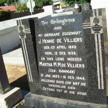 VILLIERS J. Hennie, de 1862-1938 &amp; Martha M.M. HAMMAN 1863-1944