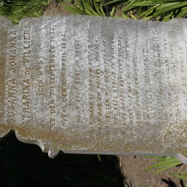 VILLERS Guillaumme Gerhardus, de 1825-1900 &amp; Susanna Johanna Catharina UYS 1832-1894