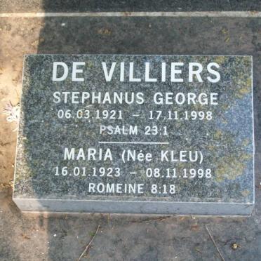 VILLIERS Stephanus George, de 1922-1998 &amp; Maria KLEU 1923-1998